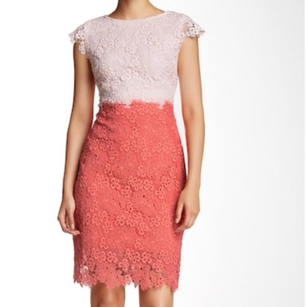 COPY - Julia Jordan Pale Pink / Coral Lace Dress